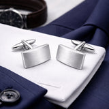 Tijdelijk uitverkocht - Manchetknopen rechthoek met Lettergravure - Edelstaal