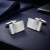 Manchetknopen Lijnen met Lettergravure - Edelstaal