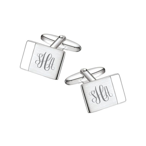 Zilveren Manchetknopen Element met Monogram gravure  - Sterling Zilver