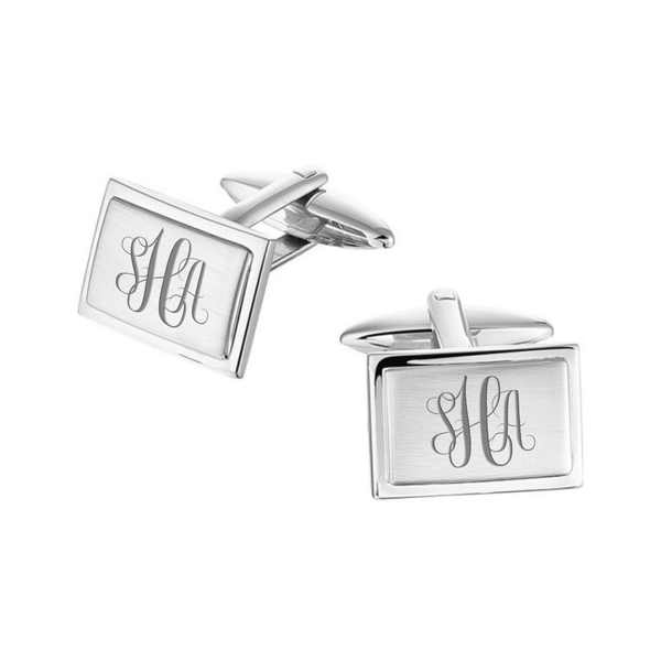 Zilveren Manchetknopen Facetrand met Monogram gravure - Sterling Zilver