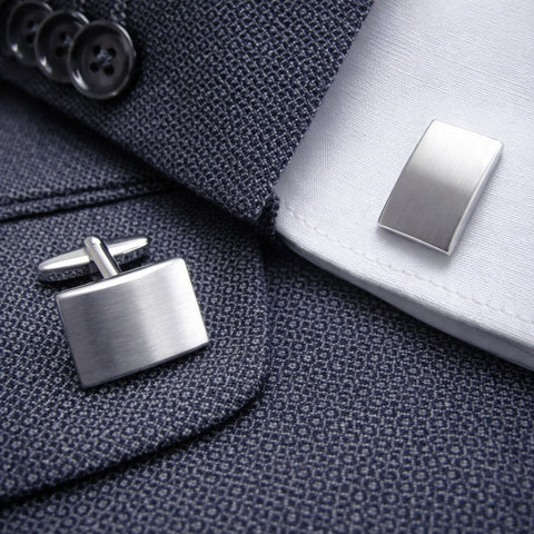 Zilveren Manchetknopen Gebolde Rechthoek - Sterling Zilver