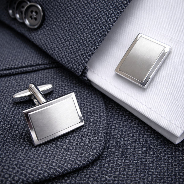 Zilveren Manchetknopen Facetrand Gediamanteerd - Sterling Zilver