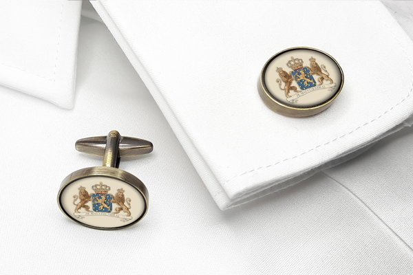 Ovale manchetknopen met het Wapen van Nederland - Oorspronkelijke uitvoering