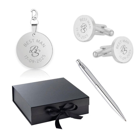 Giftbox Best Man - Manchetknopen, Sleutelhanger en Pen inclusief gravure