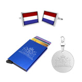 Holland 3-delige Giftset Koningsblauw Blauw | Manchetknopen, Creditcardhouder en Sleutelhanger