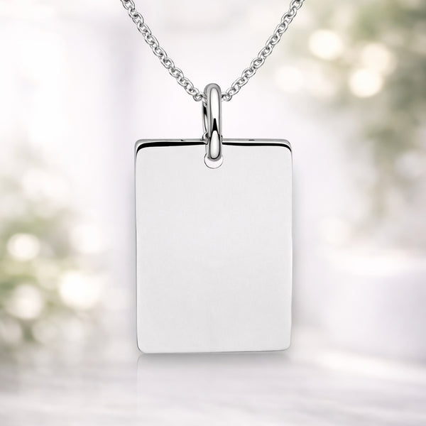 Graveerhanger Rechthoek glans 18 x 14 mm 925/1000 Zilver - inclusief lettergravure