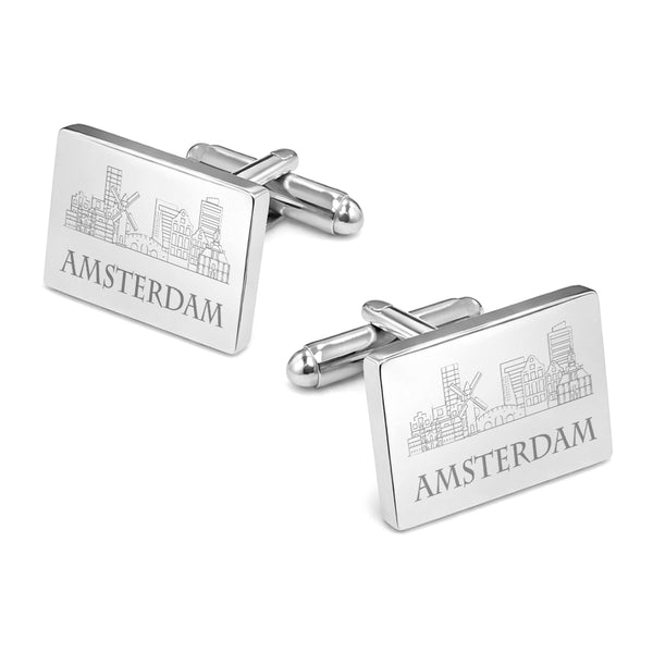 Amsterdam Skyline Manchtknopen Zilver Glans - Imposant en stoer