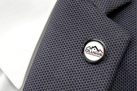 Revers pin met uw eigen logo - Rond Antraciet