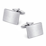 Manchetknopen Rechthoek Mat met uw Familiewapen gravure - Zilverkleurig