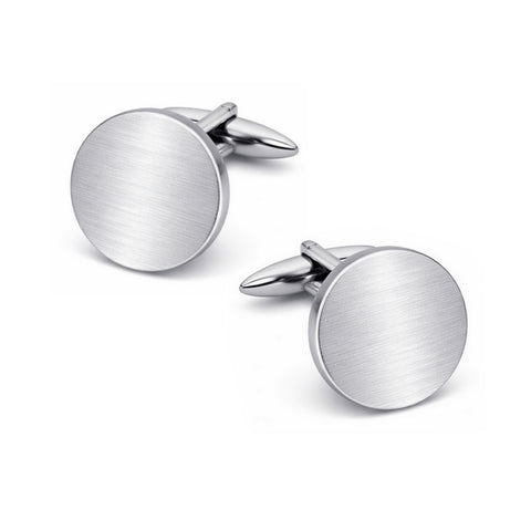 Manchetknopen Rond Mat met Familiewapen gravure  - Zilverkleurig