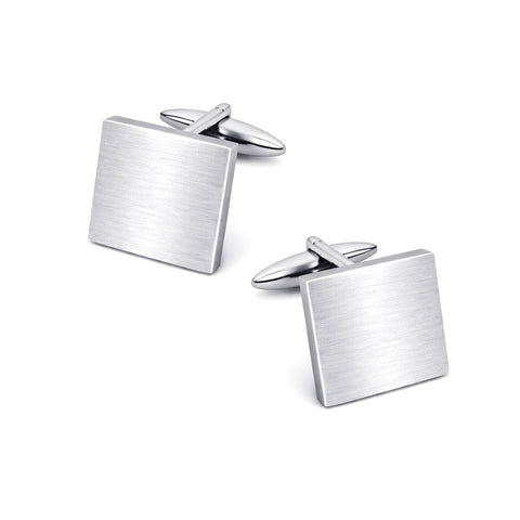 Manchetknopen Vierkant Mat met uw Familiewapen gravure - Zilverkleurig