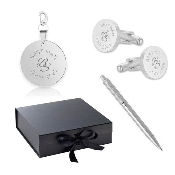 Giftbox Best Man - Manchetknopen, Sleutelhanger en Pen inclusief gravure