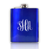 Heupfles Blauw Hoogglans inclusief Monogram gravure