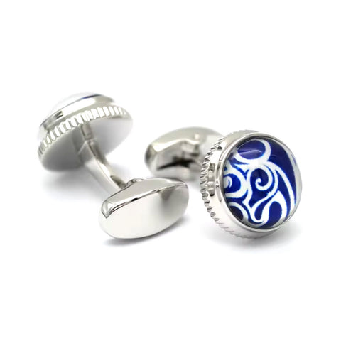 Ronde Manchetknopen Stijlvol Blauw