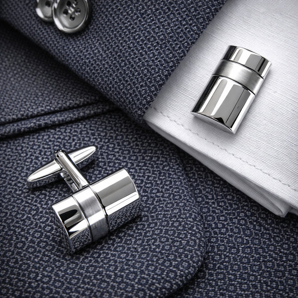 Zilveren Manchetknopen Bol met Banen - Sterling Zilver