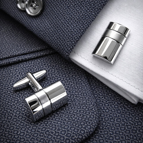 Zilveren Manchetknopen Bol met Banen - Sterling Zilver