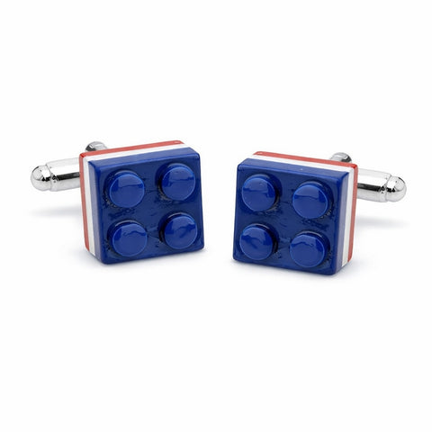 Manchetknopen Bouwsteen Rood, wit en blauw