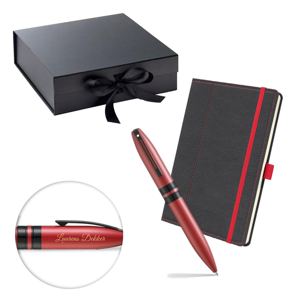 Exclusieve giftset - Sheaffer Icon pen in Metallic Red en notitieboek