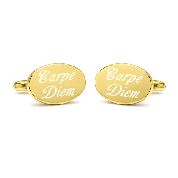 Manchetknopen Goudkleurig Carpe Diem gravure