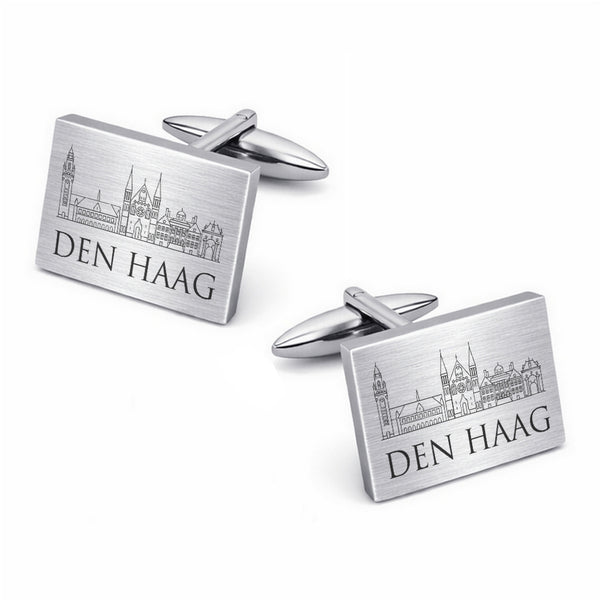 Den Haag Skyline Manchtknopen Zilver Mat - Imposant en stoer