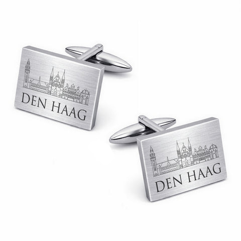 Den Haag Skyline Manchtknopen Zilver Mat - Imposant en stoer