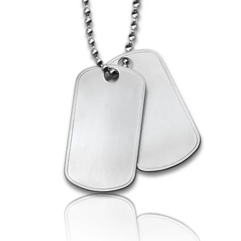 Graveercollier met 2 dogtags mat edelstaal - met gravure naar keuze