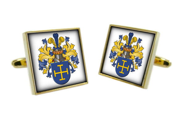 Manchetknopen Vierkant met uw eigen Familiewapen - Goudkleurig