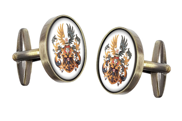 Manchetknopen Ovaal met uw eigen Familiewapen - Donker Goud