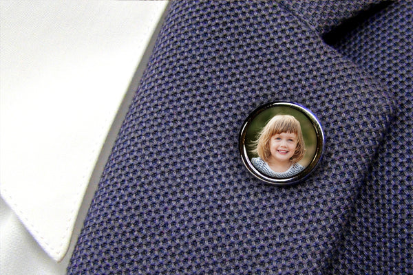 Revers pin met uw eigen foto - Antraciet