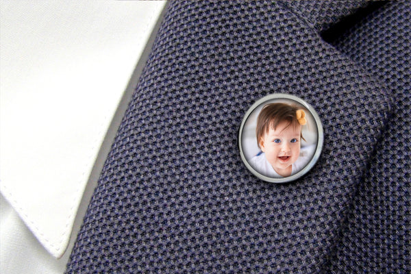 Revers pin met uw eigen foto - Zilverkleurig