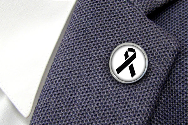 Revers Pin Black Ribbon - Zilverkleurig