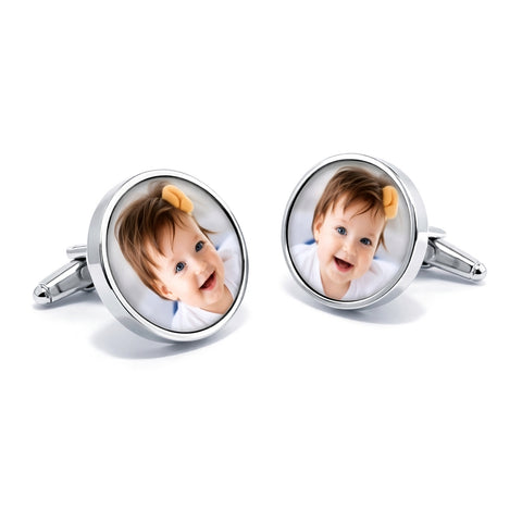Manchetknopen met uw eigen Foto - Rond Zilverkleurig