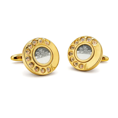 Manchetknopen Draaischijf Telefoon Goudkleurig