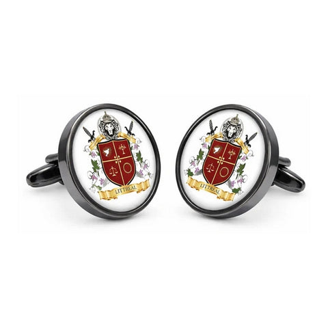 Manchetknopen Rond met uw eigen Familiewapen - Antraciet