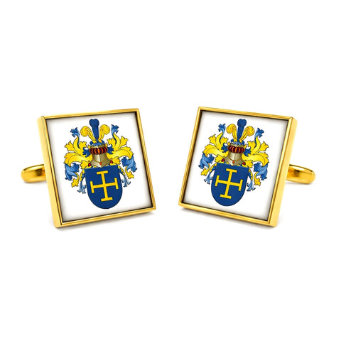 Manchetknopen Vierkant met uw eigen Familiewapen - Goudkleurig