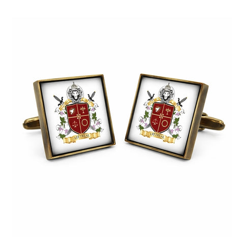 Manchetknopen Vierkant met uw eigen Familiewapen - Donker Goudkleurig