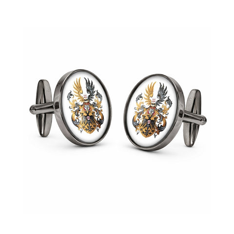 Tijdelijk niet leverbaar - Manchetknopen Ovaal met uw eigen Familiewapen - Antraciet