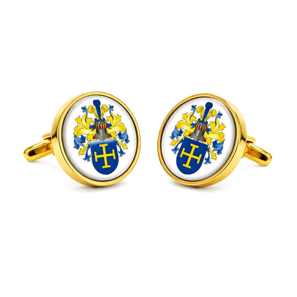 Manchetknopen Rond met uw eigen Familiewapen - Goudkleurig