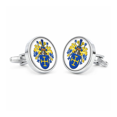 Manchetknopen Rond met uw eigen Familiewapen - Zilverkleurig