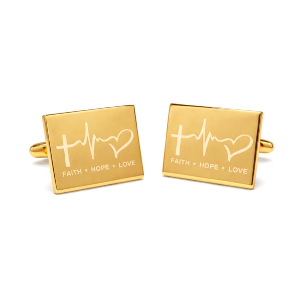 Manchetknopen Geloof, Hoop & Liefde Gegraveerd