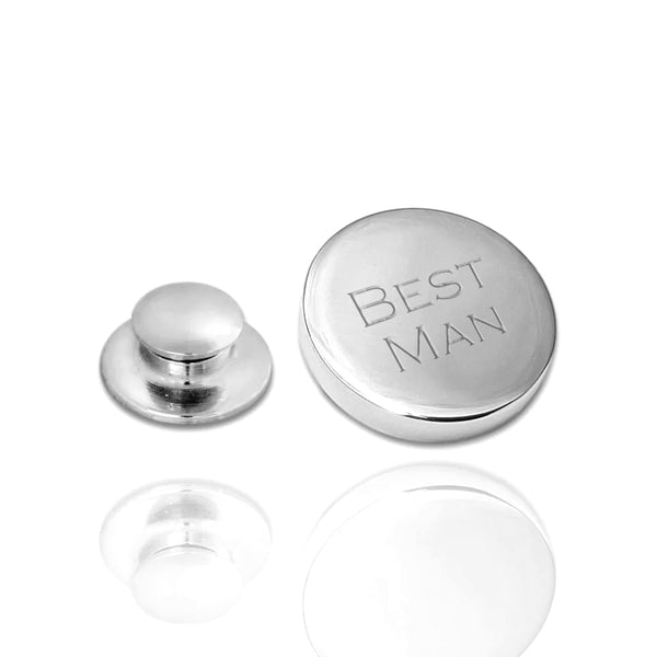 Revers Pin Glans Rond Best Man - Zilverkleurig