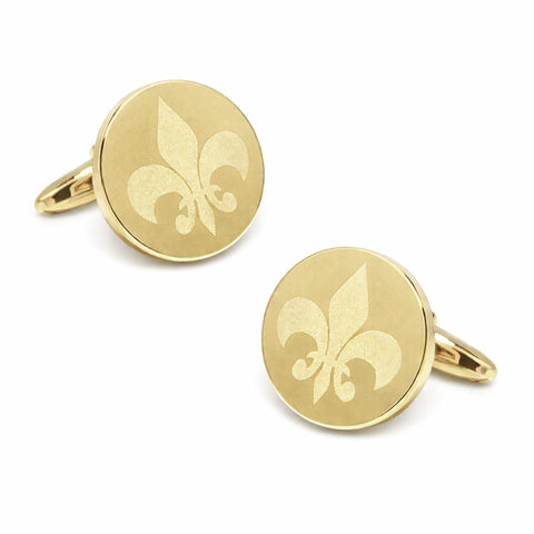 Manchetknopen Fleur-de-Lys Gegraveerd Goudkleurig