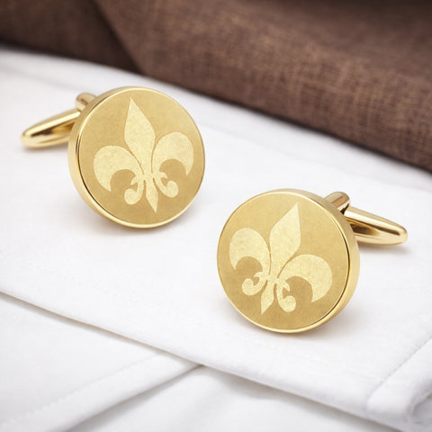 Manchetknopen Fleur-de-Lys Gegraveerd Goudkleurig