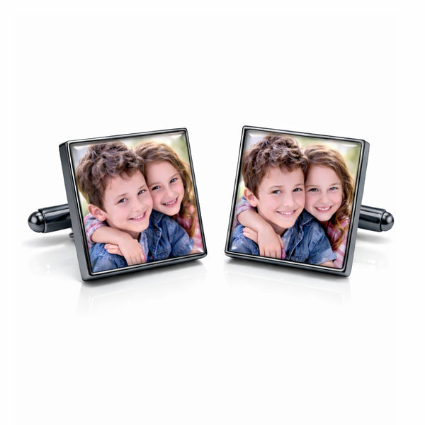 Manchetknopen met uw eigen Foto - Vierkant Antraciet