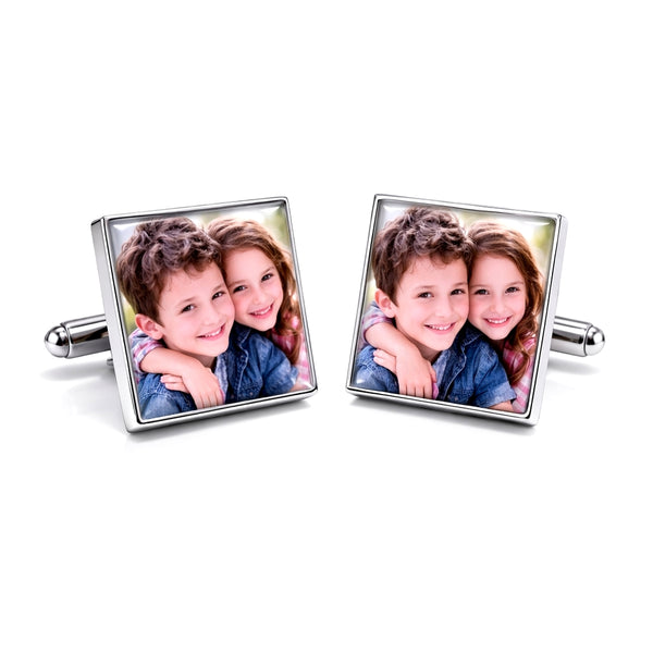 Manchetknopen met uw eigen Foto - Vierkant zilverkleurig