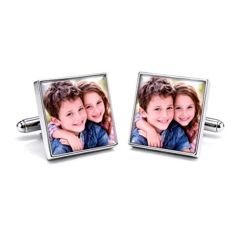 Manchetknopen met uw eigen Foto - Vierkant zilverkleurig
