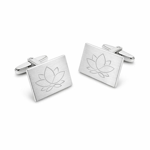 Zilveren Manchetknopen Rechthoek met Logogravure - Sterling Zilver