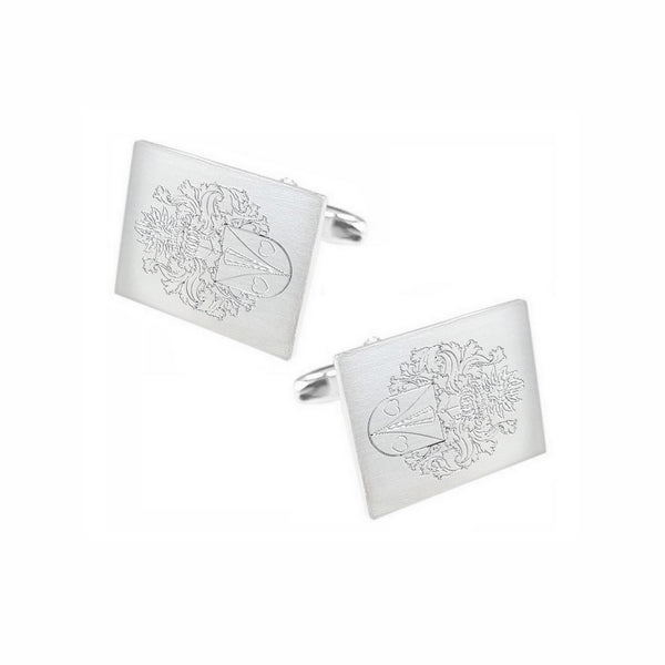 Zilveren Manchetknopen Rechthoek met uw Familiewapen gravure - Sterling Zilver