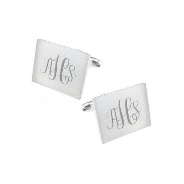 Zilveren Manchetknopen Rechthoek met Monogram gravure - Sterling Zilver