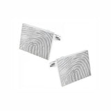 Zilveren Manchetknopen Rechthoek met Vingerafdrukgravure- Sterling Zilver